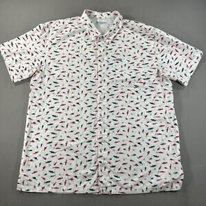 Men’s Large Columbia Red White Blue 4th July PFG Fishing Shirt Vented